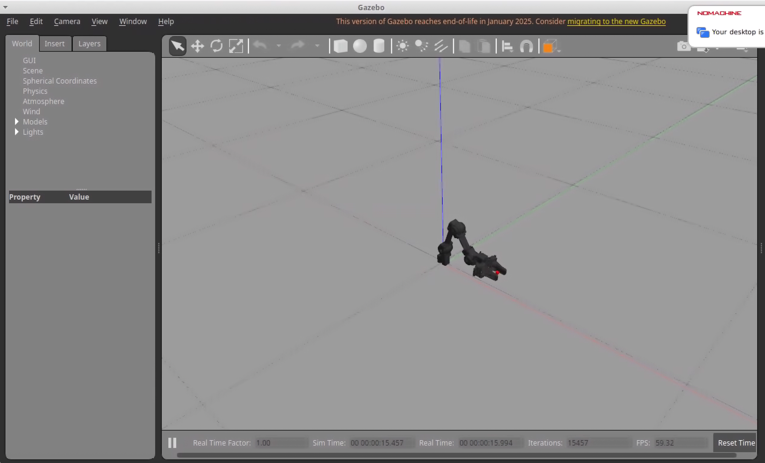 OpenManipulatorX in Gazebo.
