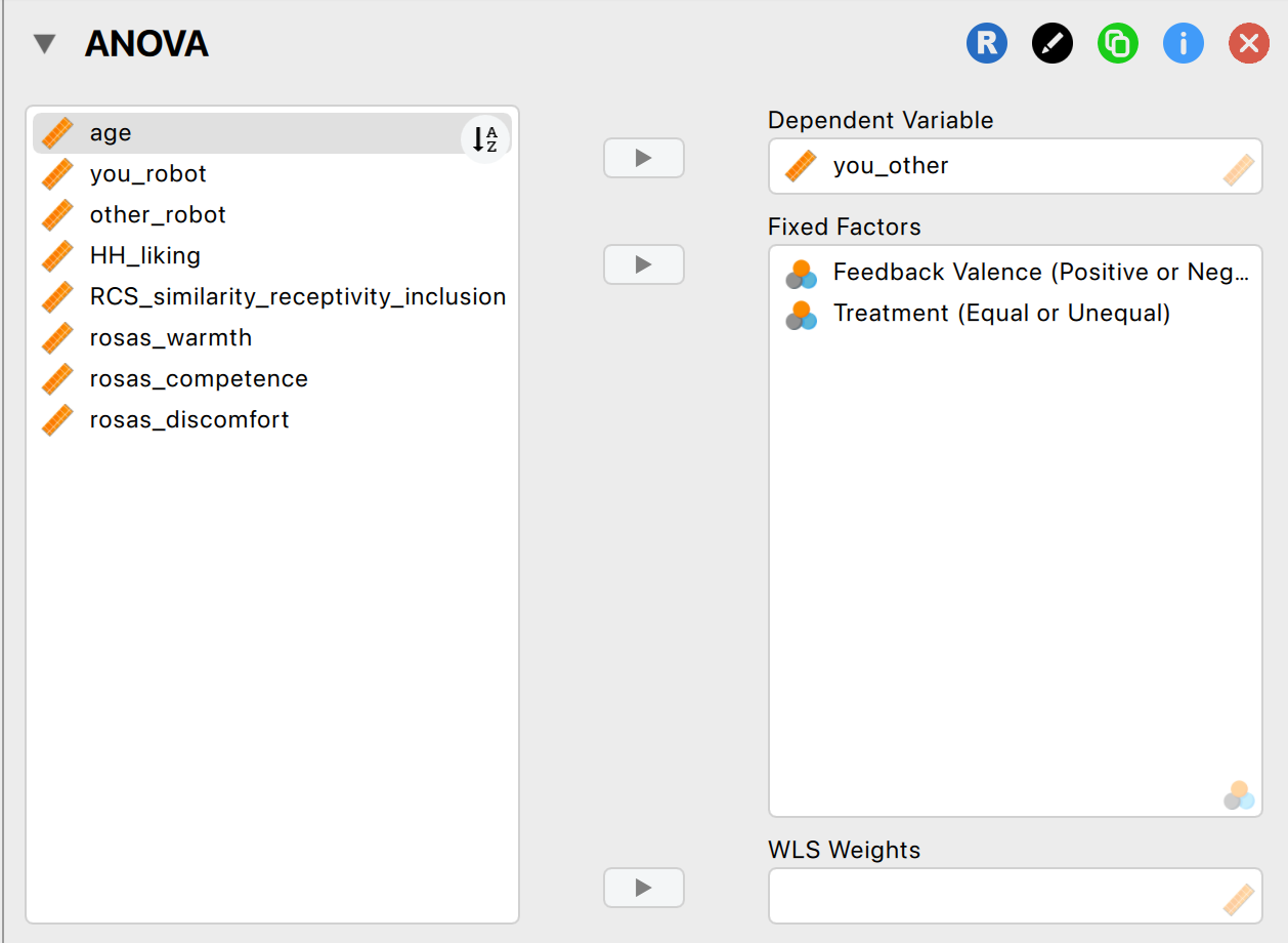 adding variables to JASP