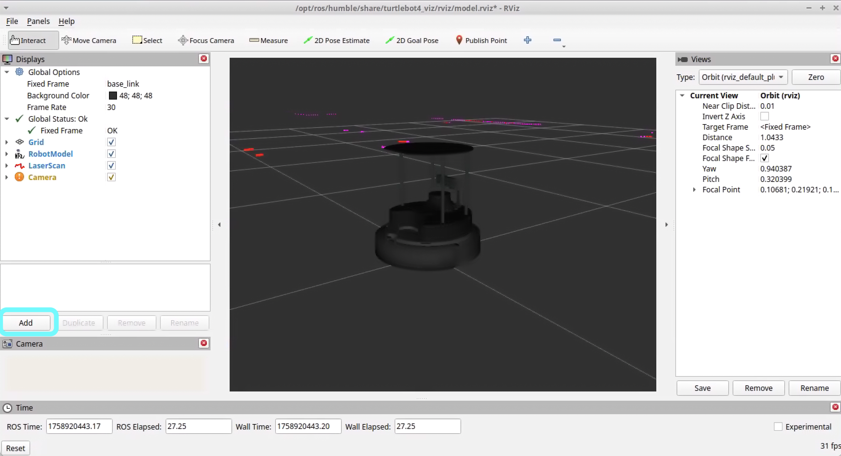 RViz add button