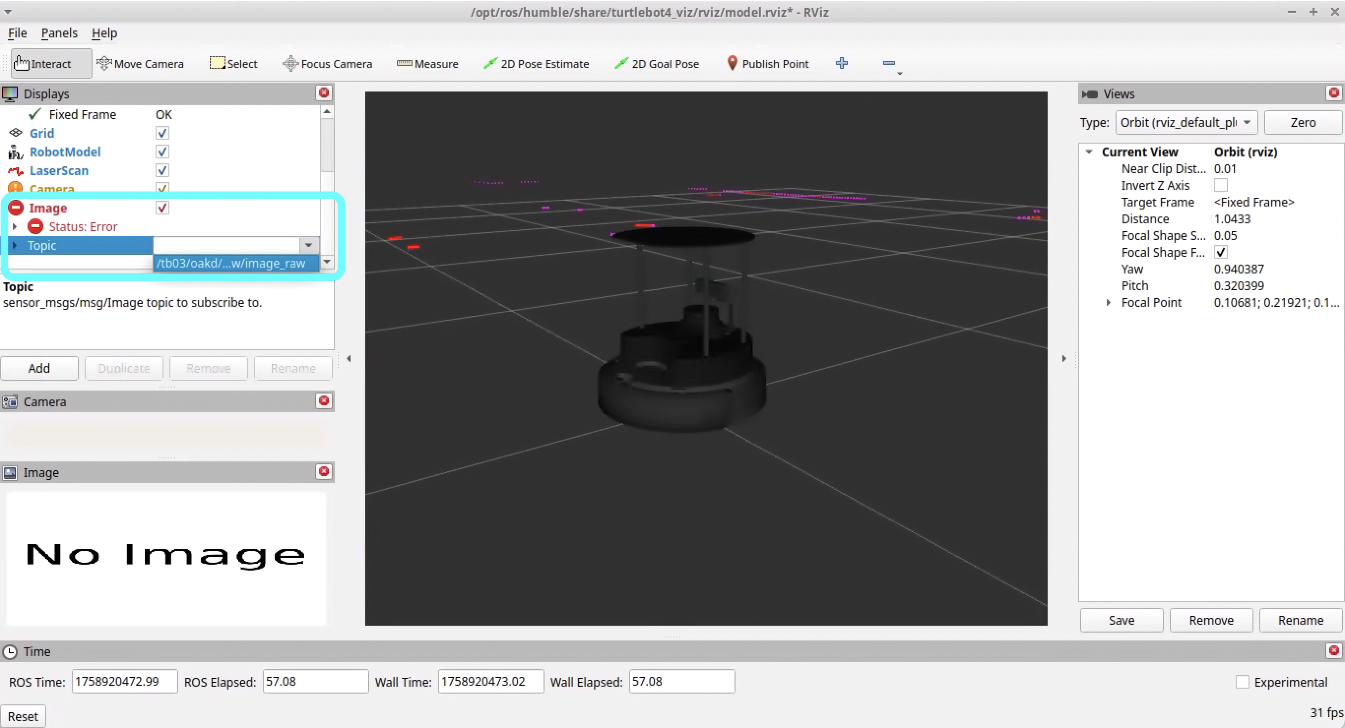 RViz add topic